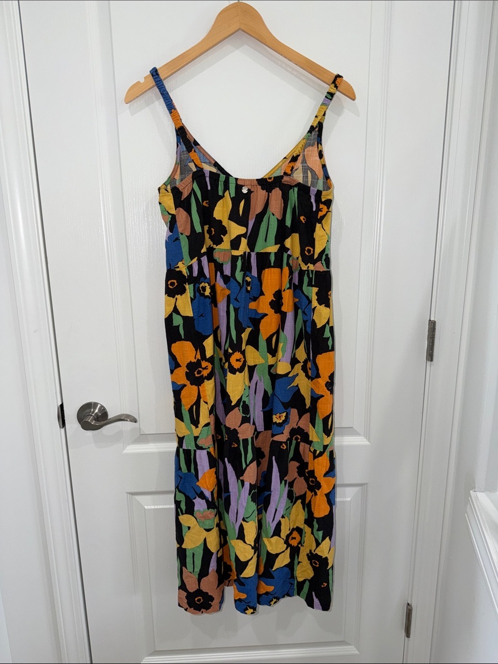 Roxy "Waiting Line" midi dress Multicolor Floral black , Yellow, Blue & Green XS - Picture 8 of 8